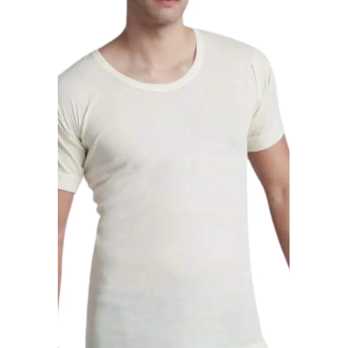 Ολόμαλλη λεπτή ανδρική φανέλα  με κοντό μανίκι Lilis - Μπεζ