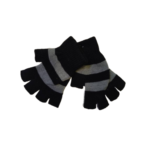 Γυναικεία γάντια Ελαστικά πλεκτά Ριγέ με Κομμένα Δάχτυλα Stamion Μάυρο-Γκρί