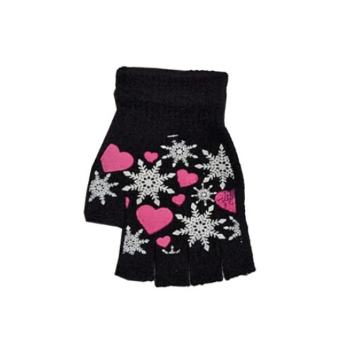 Γυναικεία - Εφηβικά γάντια Ελαστικά πλεκτά σχέδιο 2 με Κομμένα Δάχτυλα A&K Μάυρο