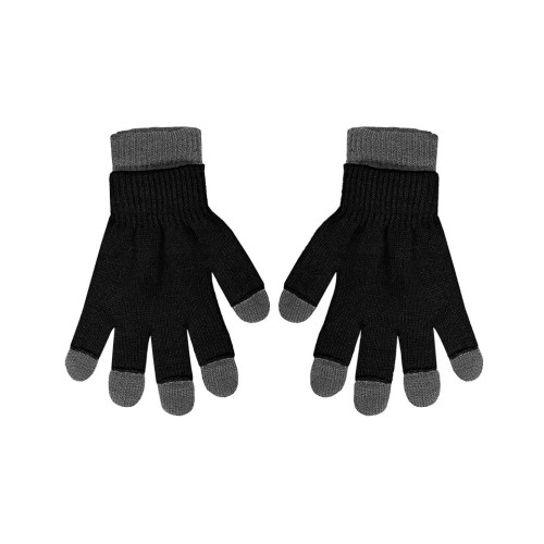 Γυναικεία  γάντια διπλά Ελαστικά  πλεκτά 100% ακρυλικά Stamion Μάυρο - Γκρι