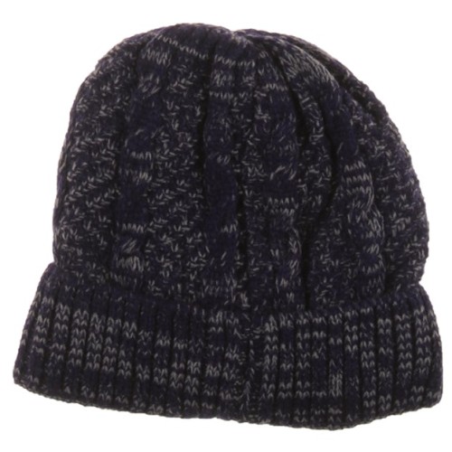 Σκούφος Ανδρικός πλεκτός με επένδυση Γούνα Μπλέ/Γκρι