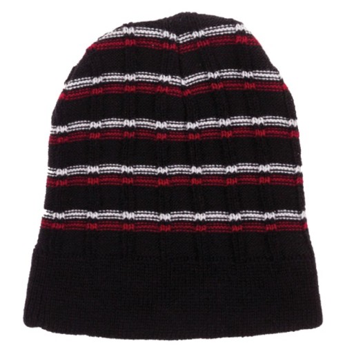 Σκουφί Ανδρικό Πλεκτό ριγωτό Μαύρο / Κόκκινο