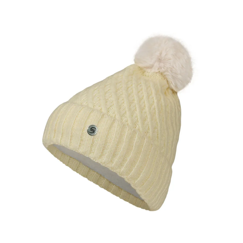 Γυναικείο σκουφί με επένδυση fleece και pom pom Stamion Εκρού