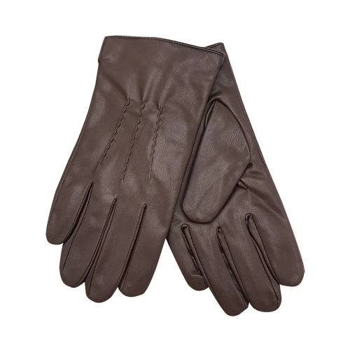 Ανδρικά γάντια από συνθετικό δέρμα με ραφές Καφέ