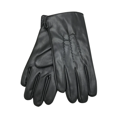 Ανδρικά γάντια από συνθετικό δέρμα με ραφές Μαύρο