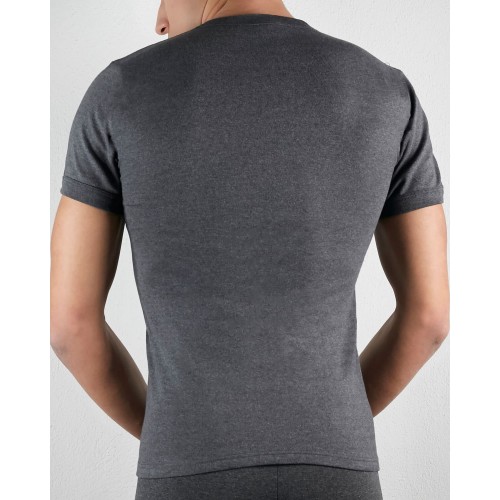 Φανέλα  Κοντομάνικη με κλειστή λαιμόκοψη Anatolia Ανθρακί