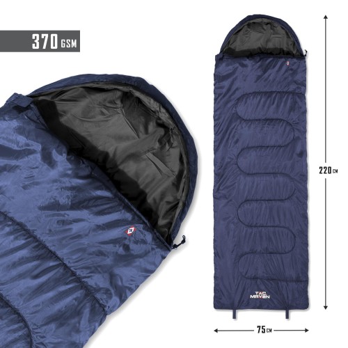 Υπνόσακος Major Sleeping bag 370gr/m² 220x75cm με μαξιλάρι Tac maven Μπλέ