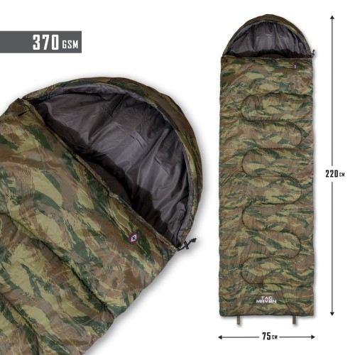 Υπνόσακος Major Sleeping bag 370gr/m² 220x75cm με μαξιλάρι Tac maven Ελλ. Παραλλαγή