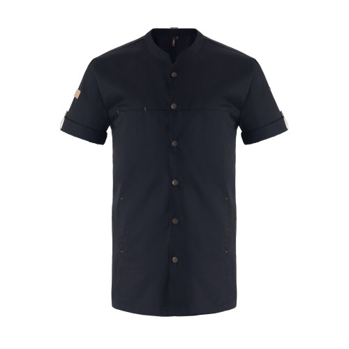 Σακάκι Μάγειρα Κοντομάνικο Monza Unisex με Τρουκ και Διαπνέον Ύφασμα Μαύρο Axon