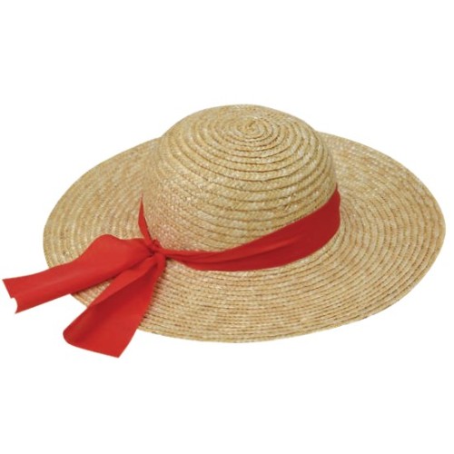Γυναικείο καπέλο φυσική ψάθα με Κορδέλα Stamion Κόκκινο